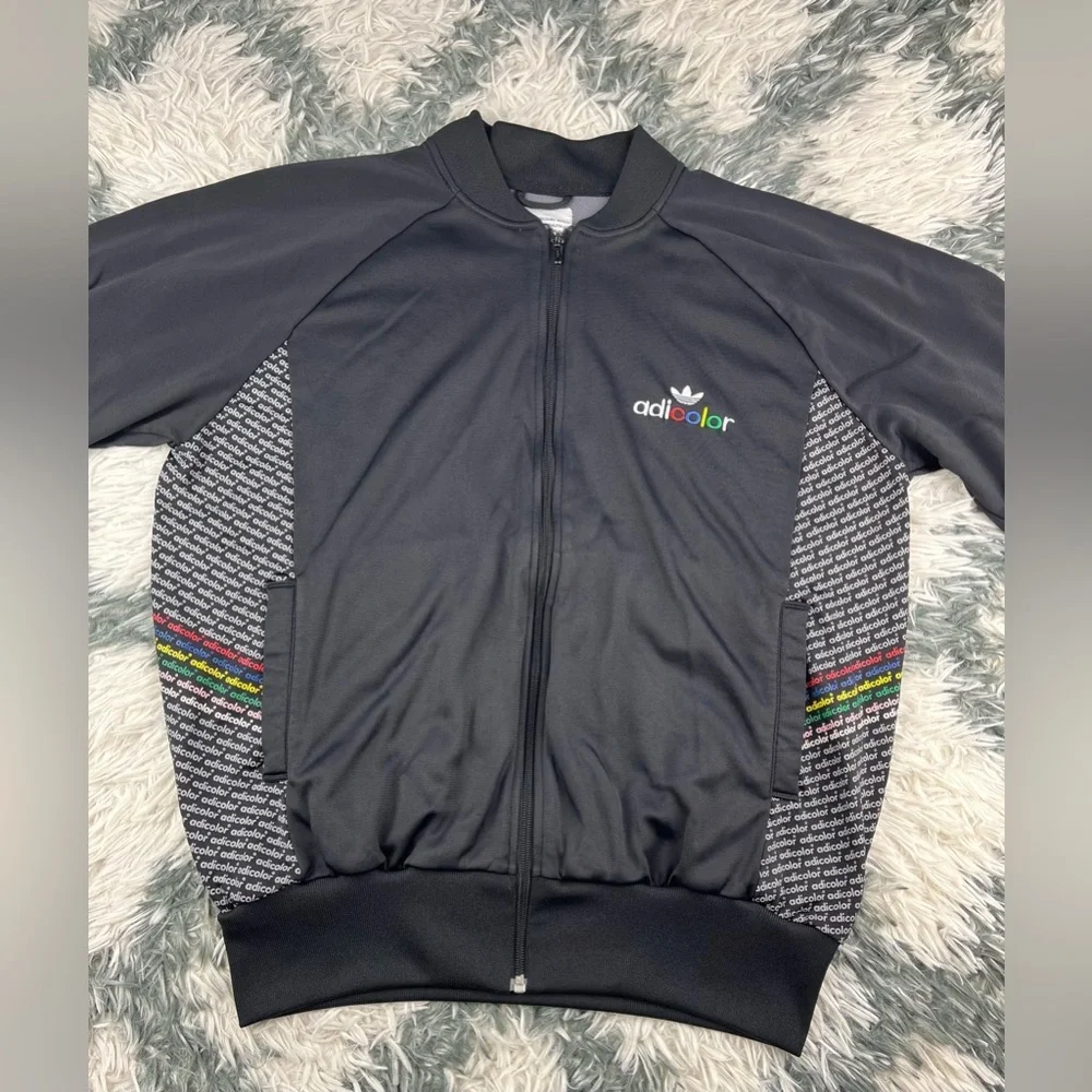 Adidas Men's Adicolor Black Series BK5 Vinci Full Zip Jacket Size Large